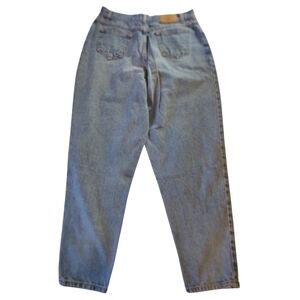 Vintage high-rise washed cotton denim blue jeans tapered leg women's 18P